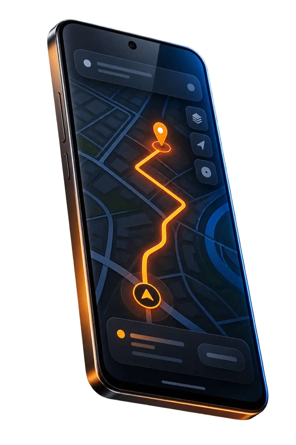 3D Android phone showing navigation